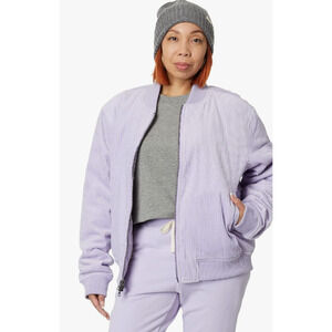 LABEL Unisex Go-To Corduroy Bomber Jacket XL Lavender Full Zip Long Sleeve NWT
